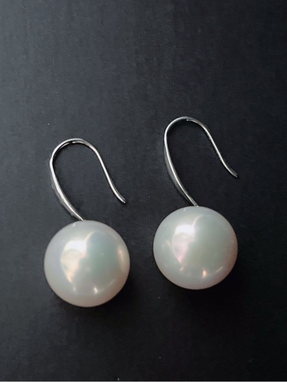 Iridescent /White Freshwater Pearl Drop Earrings
